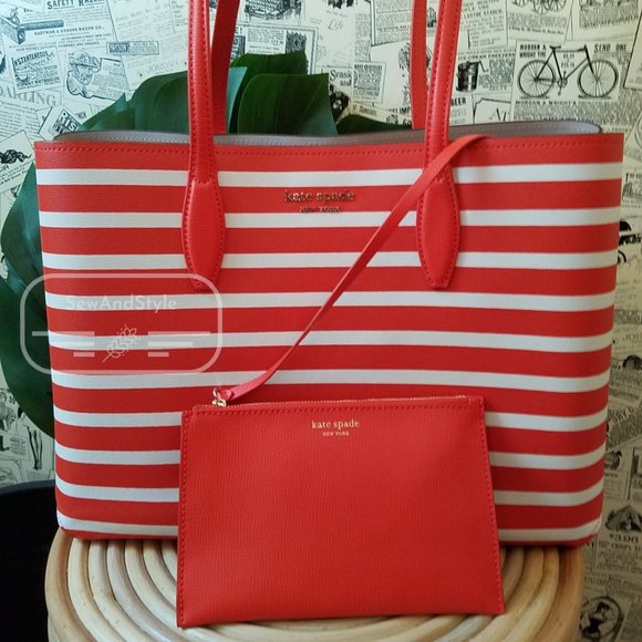 TAMARILLO ALL DAY SAILING STRIPE LARGE TOTE KATE SPADE BRAND NEW OPEN TOTE - Picture 7 of 10